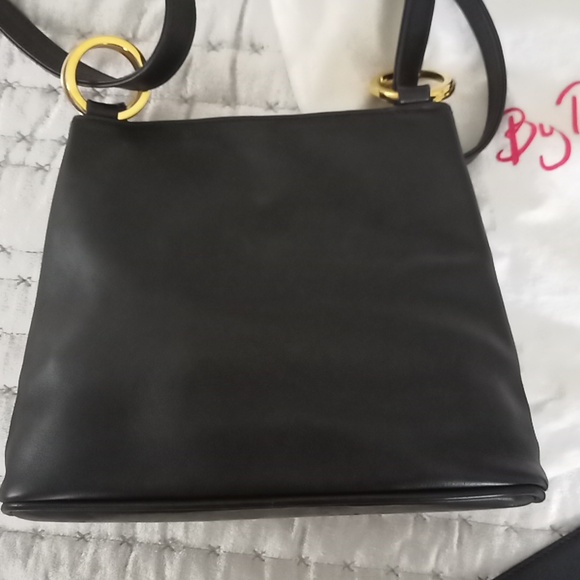 PALOMA PICASSO Leather  "X" Shoulder Bag + Belt SET black gold + BONUS earrings - Picture 7 of 10